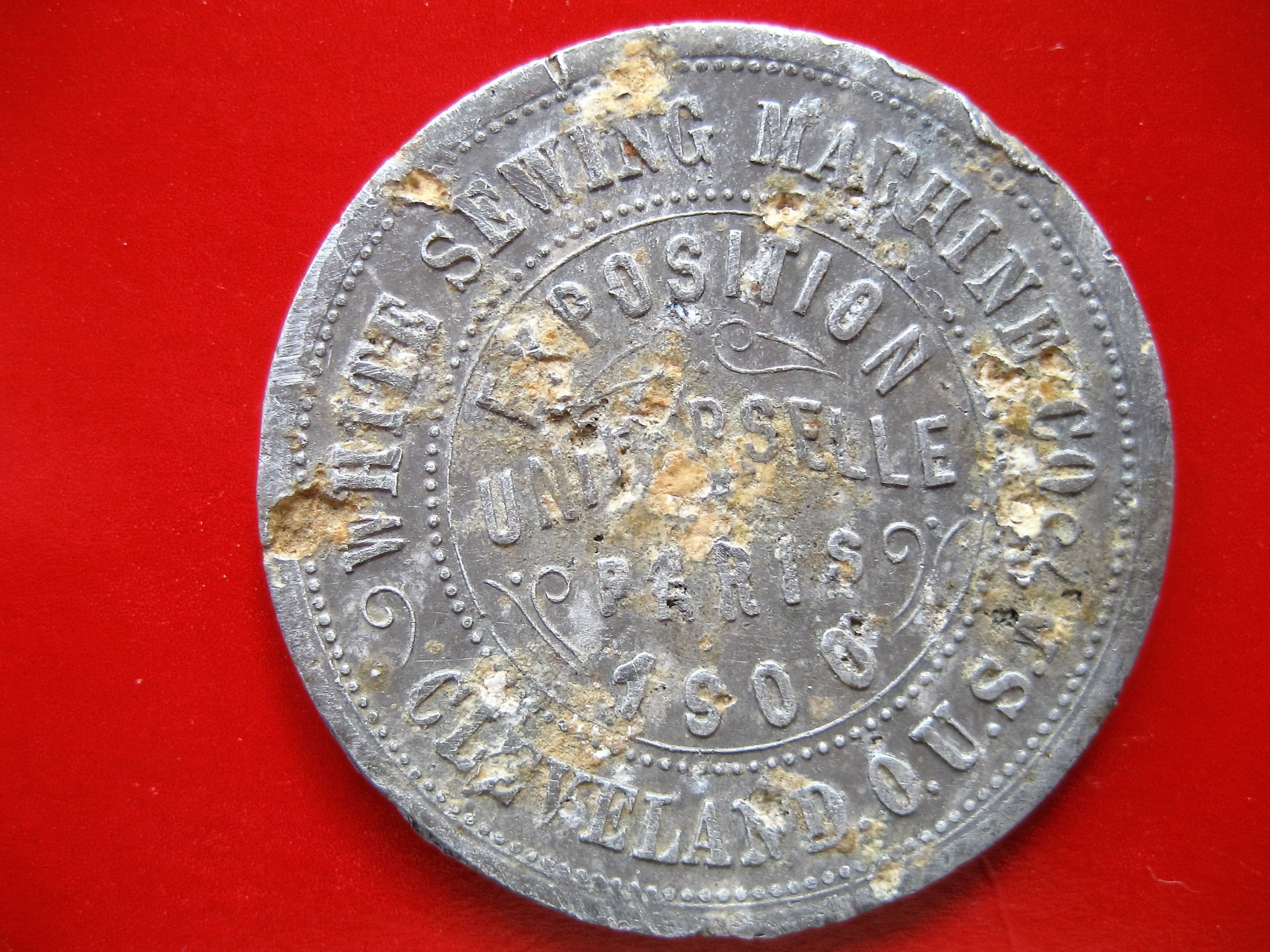 (3)Jeton pub de Thomas White fabricant de machines a coudre Exposition universelle Paris 1900(Cleeveland.USA).JPG