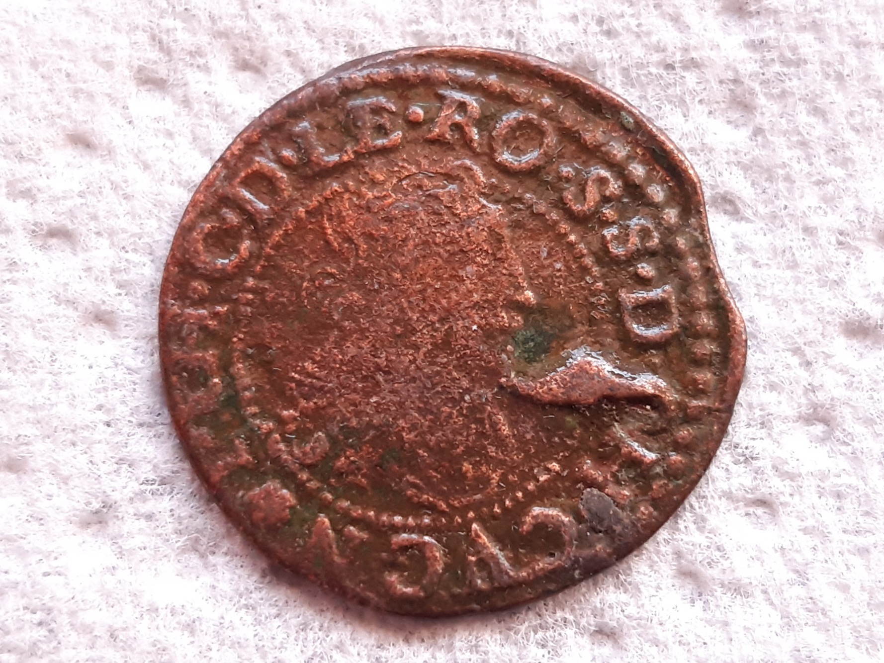 double tournois . Ardennes . Jean-Théodore De Löwenstein , seigneurie de Cugnon . 1643 ( avers ).jpg